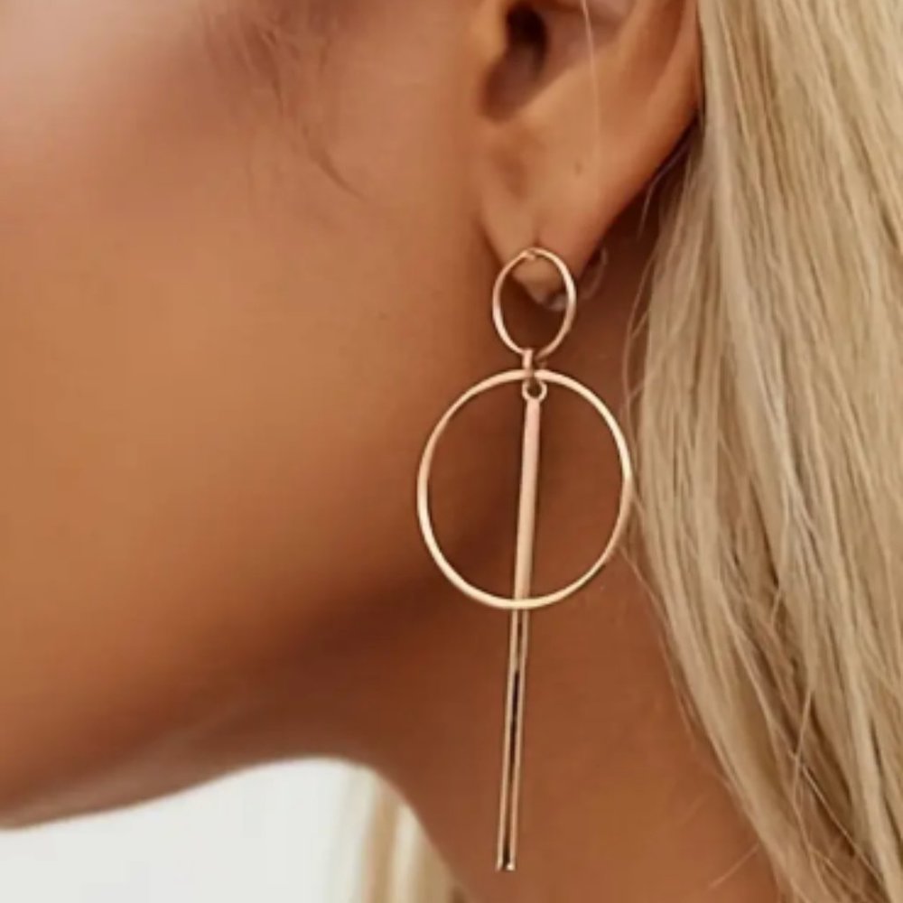 Hollow Geometric Hoop Post Earrings